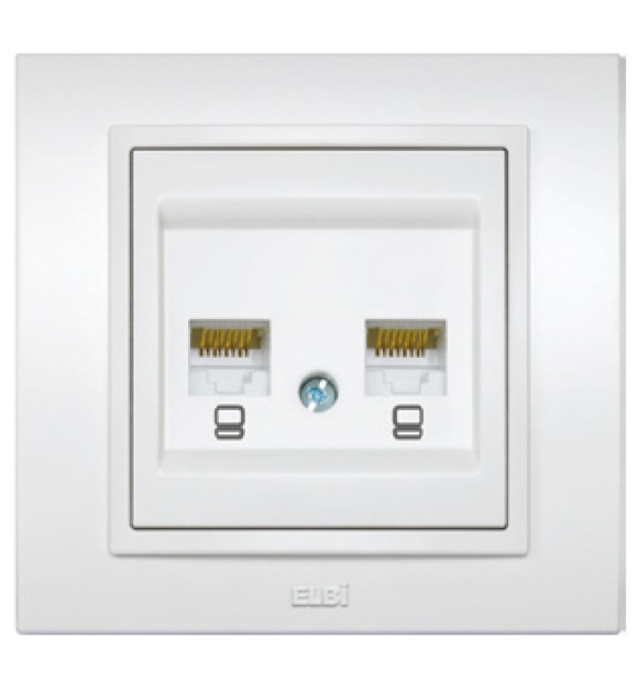 Priza date 2xRJ45 Cat6e UTP alb Zena, montaj ingropat