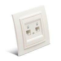 Priza date 2xRJ45 Cat6e UTP alb Zena, montaj ingropat - detaliu