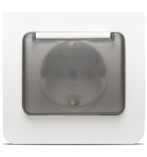 Priza Schuko cu capac 16A alb mat, gama Jazz - ELBI