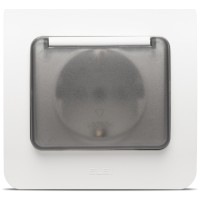Priza Schuko cu capac 16A alb mat, gama Jazz - ELBI