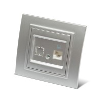 Priza date 1x RJ45 Cat6e gri metalizat Zena - Elbi - vedere laterala