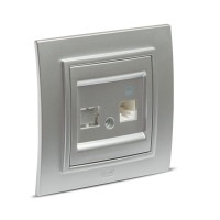 Priza date 1x RJ45 Cat6e gri metalizat Zena - Elbi - detaliu