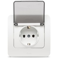 Priza Schuko cu capac 16A alb mat, gama Jazz - ELBI - detaliu