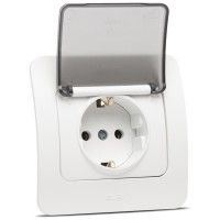 Priza Schuko cu capac 16A alb mat, gama Jazz - ELBI - ambalaj