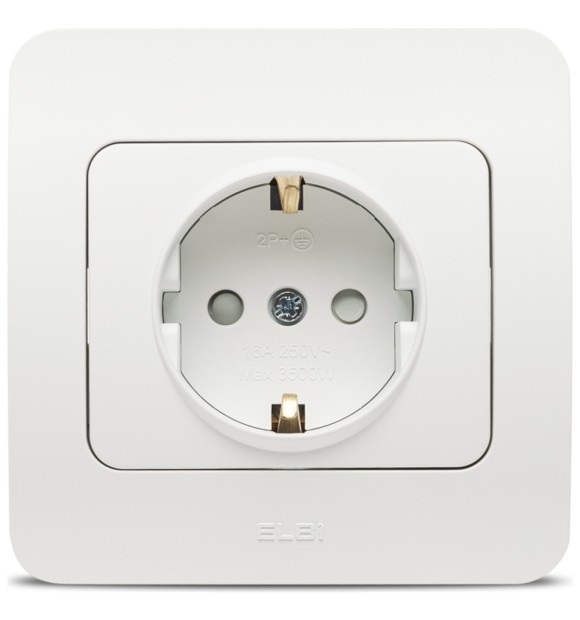 Priza Schuko 16A alb mat cu protectie copii Jazz - Elbi