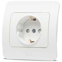 Priza Schuko 16A alb mat cu protectie copii Jazz - Elbi - detaliu