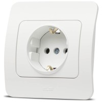 Priza Schuko 16A alb mat, gama Jazz - Elbi - detaliu