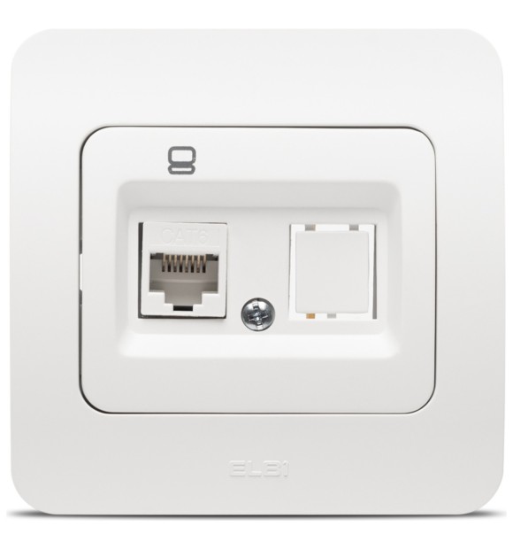 Priza date 1xRJ45 Cat6e alb mat, gama Jazz - Elbi