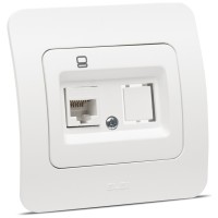 Priza date 1xRJ45 Cat6e alb mat, gama Jazz - Elbi - vedere laterala