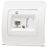 Priza date 1xRJ45 Cat6e alb mat, gama Jazz - Elbi - detaliu