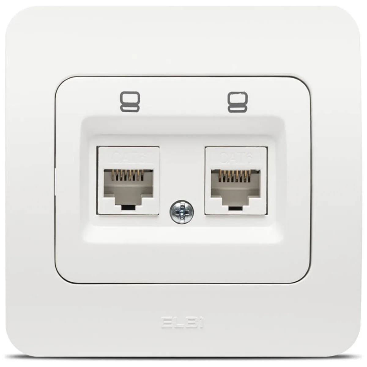 Priza date dubla 2xRJ45 Cat6e alb mat, gama Jazz - Elbi