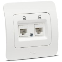Priza date dubla 2xRJ45 Cat6e alb mat, gama Jazz - Elbi - detaliu