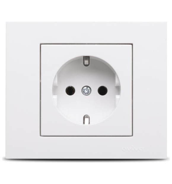Priza Schuko 16A alba simpla Grano Ovivo cu contact de protectie