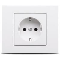 Priza Schuko 16A alba simpla Grano Ovivo cu contact de protectie