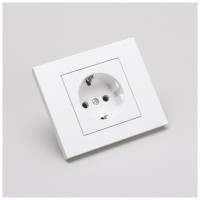 Priza Schuko 16A alba simpla Grano Ovivo cu contact de protectie - vedere laterala
