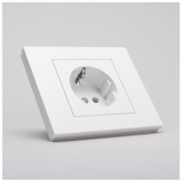 Priza Schuko 16A alba simpla Grano Ovivo cu contact de protectie - detaliu