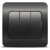 Intrerupator triplu 10A negru mat Jazz - Elbi - ambalaj