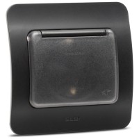 Priza Schuko cu capac 16A negru mat, gama Jazz - ambalaj
