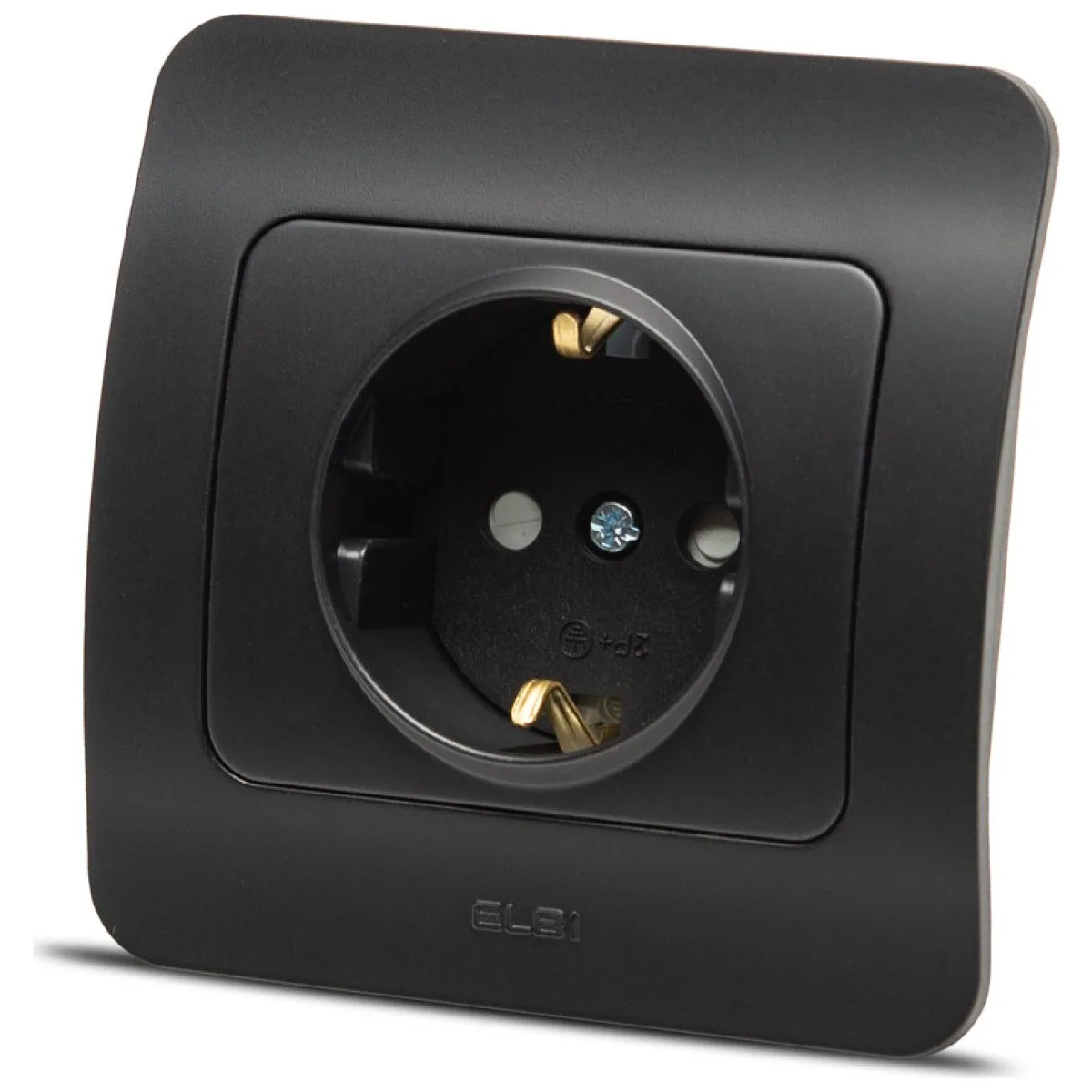 Priza Schuko 16A cu protectie copii negru mat, gama Jazz