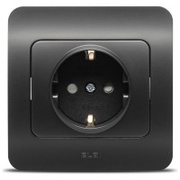 Priza Schuko 16A cu protectie copii negru mat, gama Jazz - detaliu