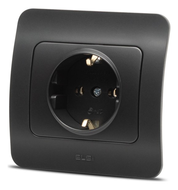 Priza Schuko 16A negru mat, gama Jazz - Elbi