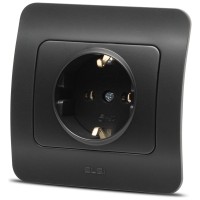 Priza Schuko 16A negru mat, gama Jazz - Elbi