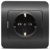 Priza Schuko 16A negru mat, gama Jazz - Elbi - detaliu