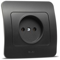 Priza fara contact de protectie 16A negru mat Jazz Elbi - vedere laterala