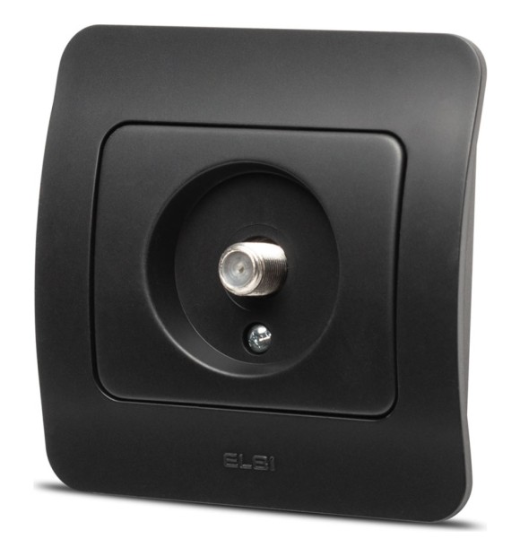Priza TV conector F negru mat, gama Jazz - Elbi