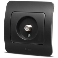 Priza TV conector F negru mat, gama Jazz - Elbi