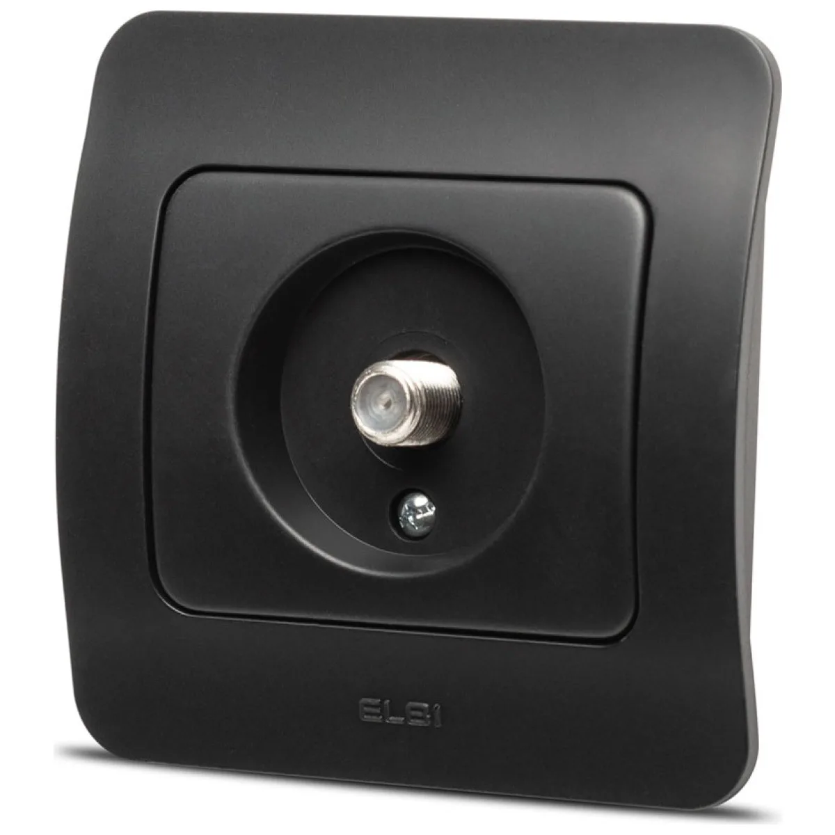 Priza TV conector F negru mat, gama Jazz - Elbi