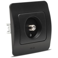 Priza TV conector F negru mat, gama Jazz - Elbi - vedere laterala