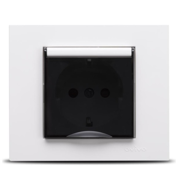 Priza Schuko cu capac si protectie copii 16A alba Grano