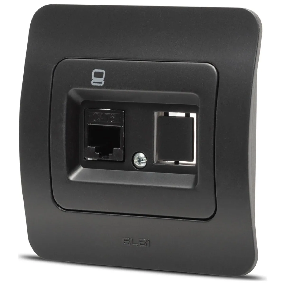 Priza date 1xRJ45 Cat6e UTP negru mat, gama Jazz - Elbi