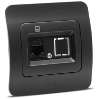 Priza date 1xRJ45 Cat6e UTP negru mat, gama Jazz - Elbi - vedere laterala