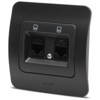 Priza date dubla 2xRJ45 Cat6e UTP negru mat Jazz