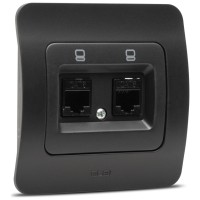 Priza date dubla 2xRJ45 Cat6e UTP negru mat Jazz - vedere laterala