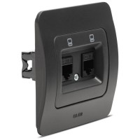 Priza date dubla 2xRJ45 Cat6e UTP negru mat Jazz - detaliu