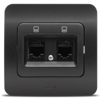 Priza date dubla 2xRJ45 Cat6e UTP negru mat Jazz - ambalaj