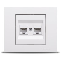 Priza date dubla RJ45 Cat6 UTP, alb, gama Grano - Ovivo