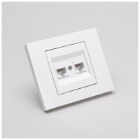 Priza date dubla RJ45 Cat6 UTP, alb, gama Grano - Ovivo - vedere laterala