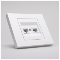 Priza date dubla RJ45 Cat6 UTP, alb, gama Grano - Ovivo - detaliu