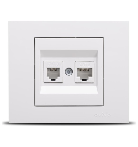 Priza date RJ45 Cat6 si telefon, alb, gama Grano - Ovivo
