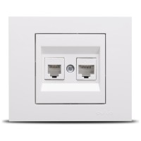 Priza date RJ45 Cat6 si telefon, alb, gama Grano - Ovivo