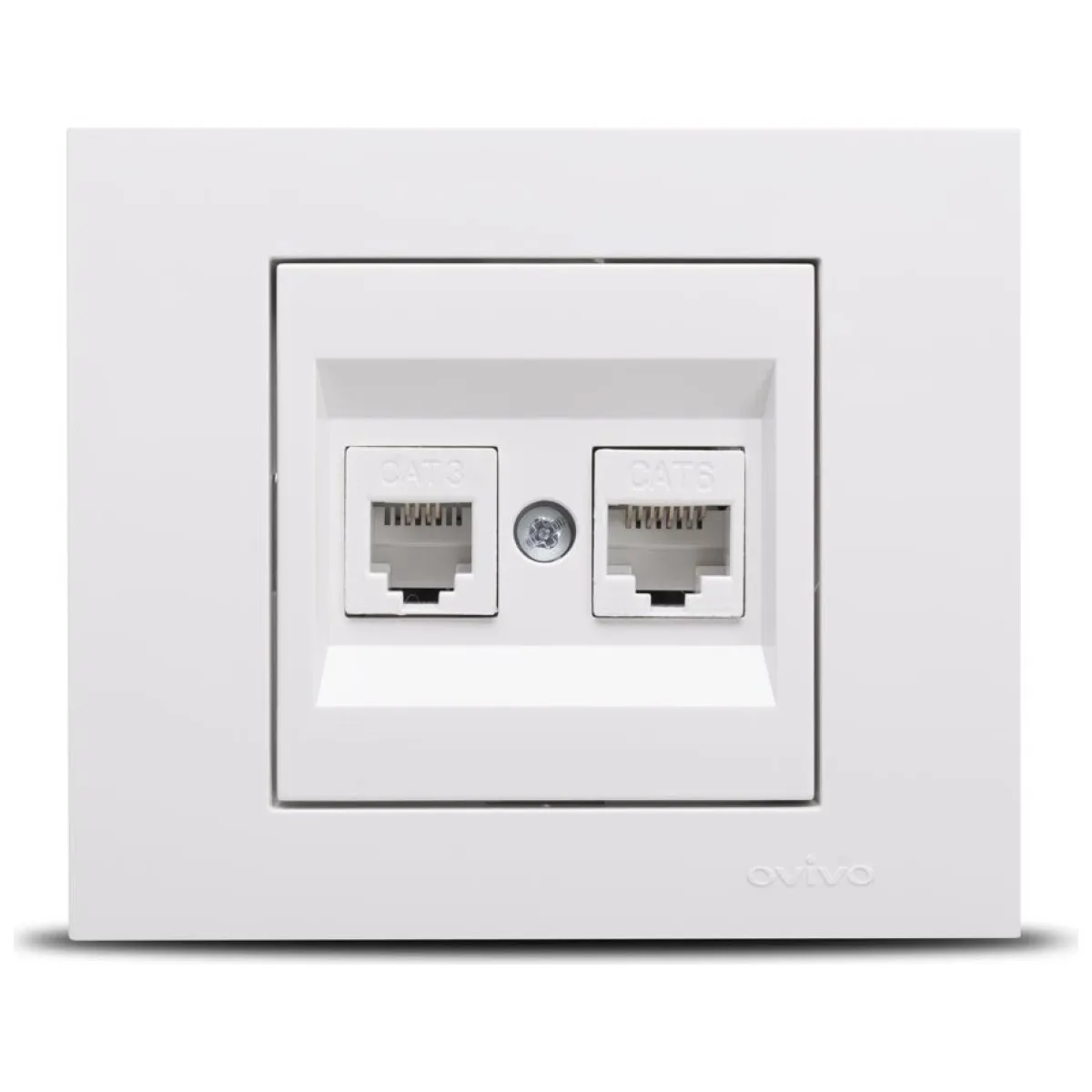 Priza date RJ45 Cat6 si telefon, alb, gama Grano - Ovivo