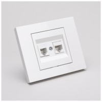 Priza date RJ45 Cat6 si telefon, alb, gama Grano - Ovivo - vedere laterala
