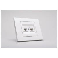 Priza date RJ45 Cat6 si telefon, alb, gama Grano - Ovivo - detaliu