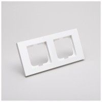 Rama 2 posturi alb Grano - Ovivo, ornament dublu modular - vedere laterala