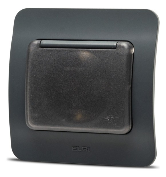 Priza Schuko cu capac 16A antracit, gama Jazz - Elbi