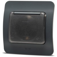 Priza Schuko cu capac 16A antracit, gama Jazz - Elbi